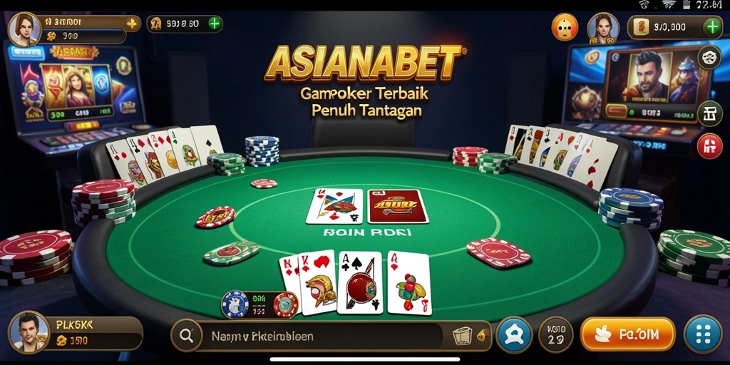 Screenshot gameplay ASIANABET dengan suasana poker yang menegangkan.