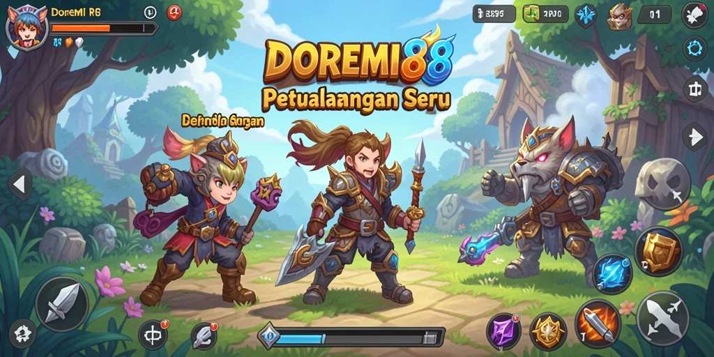 Screenshot gameplay DOREMI88 menampilkan aksi petualangan RPG yang seru.
