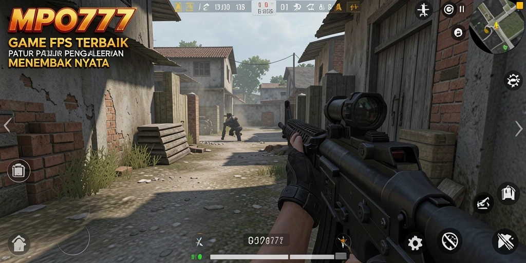 Screenshot MPO777 menampilkan aksi pertarungan FPS yang mendebarkan.
