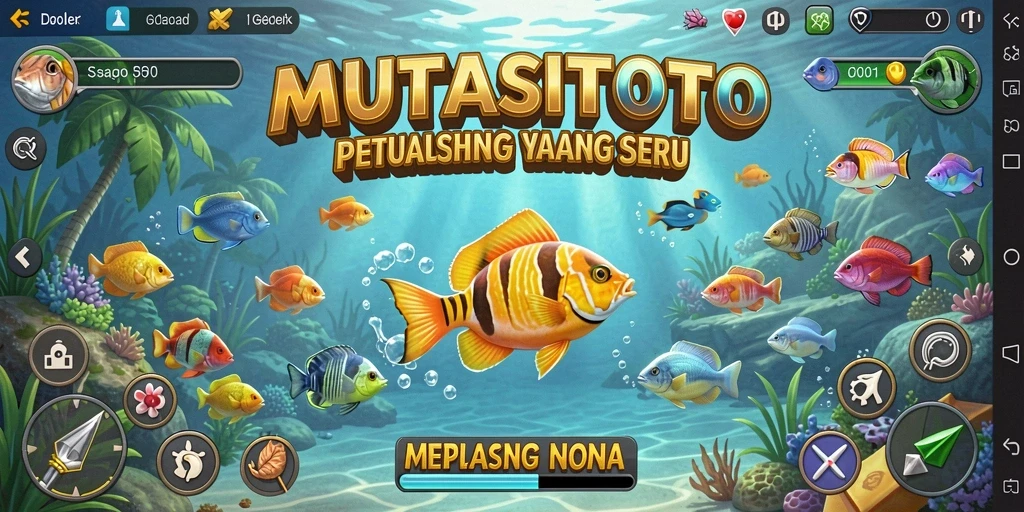 Screenshot gameplay MUTASITOTO menunjukkan serunya memancing di lokasi yang indah.