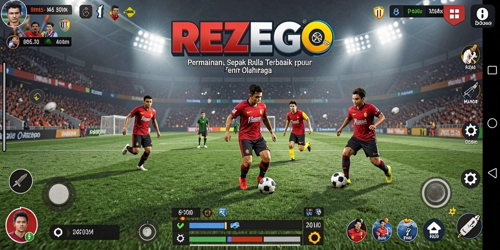 Screenshot gameplay menampilkan aksi seru dari pertandingan sepak bola.