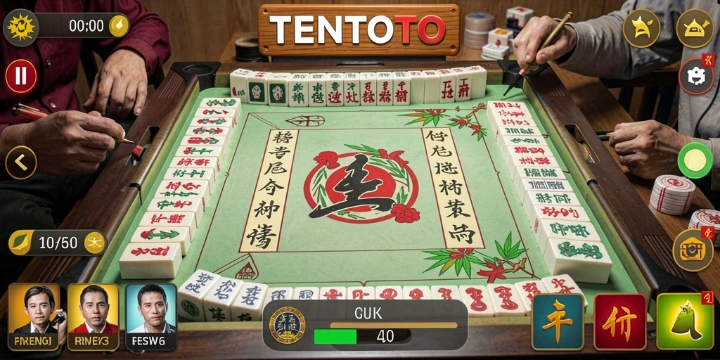 Screenshot gameplay TENTOTO menampilkan keseruan permainan Mahjong.